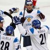Radost hokejistů Finska v utkání MS v hokeji 2012 Finsko - Bělorusko
