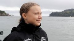 Greta Thunbergová během své cesty lodí do New Yorku.