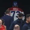 Zraněný Ondřej Kaše ve finále MS 2024 Česko - Švýcarsko