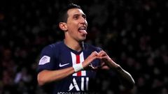 Ángel di Maria z Paris St. Germain slaví gól v zápase na hřišti Brestu
