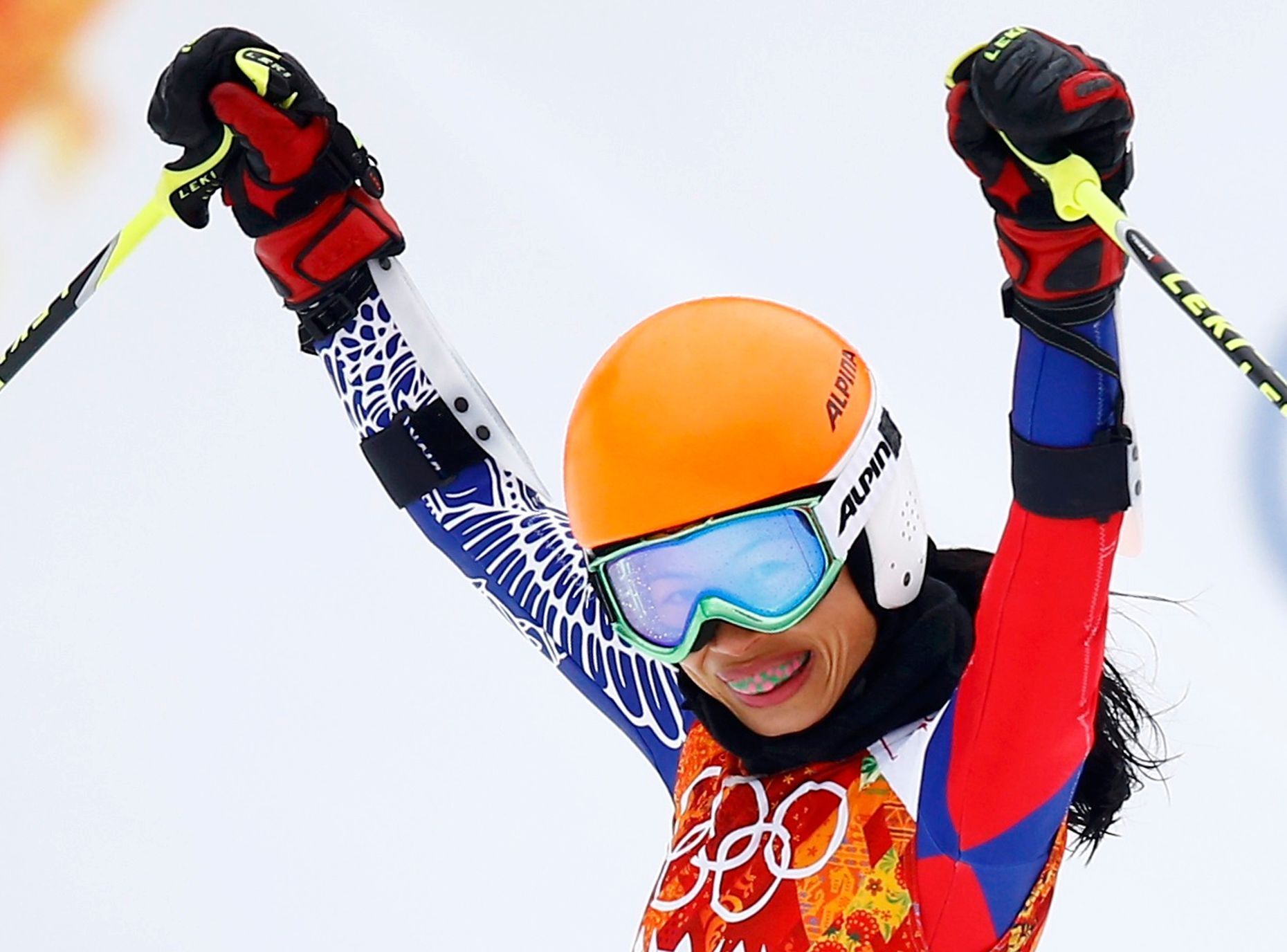 Vanessa Mae v obřím slalomu na olympiádě v Soči