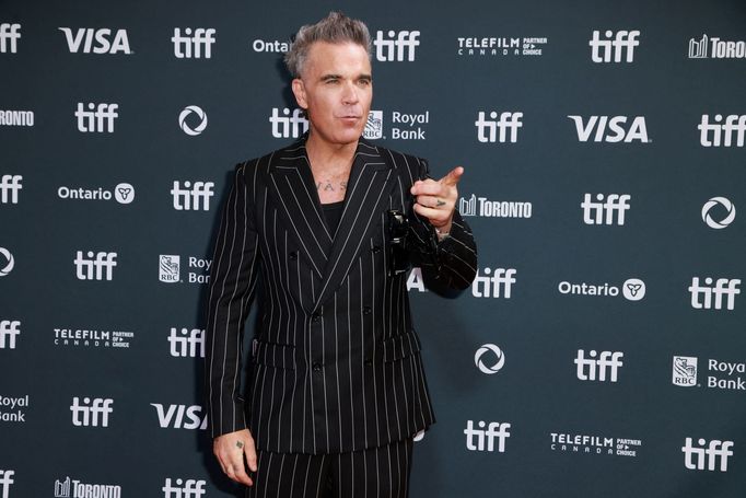 Zpěvák Robbie Williams na premiéře filmu Better Man, kterou hostil Toronto International Film Festival.