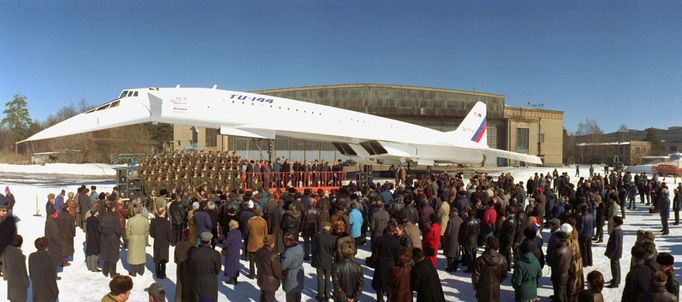 Nadzvukový letoun Letoun Tupolev 144 z éry služby u NASA.