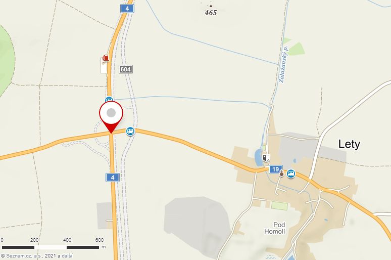 Mapa nehodových míst I/4 Lety