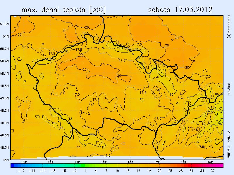 Teplotní mapa Česka