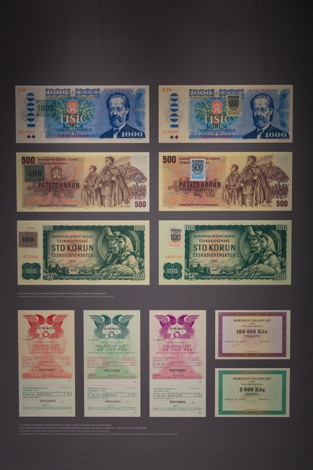 Výstava v ČNB připomíná 30. výročí vzniku České republiky a české měny