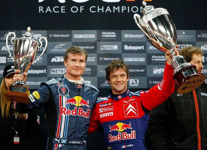 Sébastien Loeb a David Coulthard získali v Race of Champions trofeje