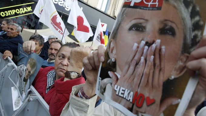 Protesty proti soudu s Tymošenkovou.