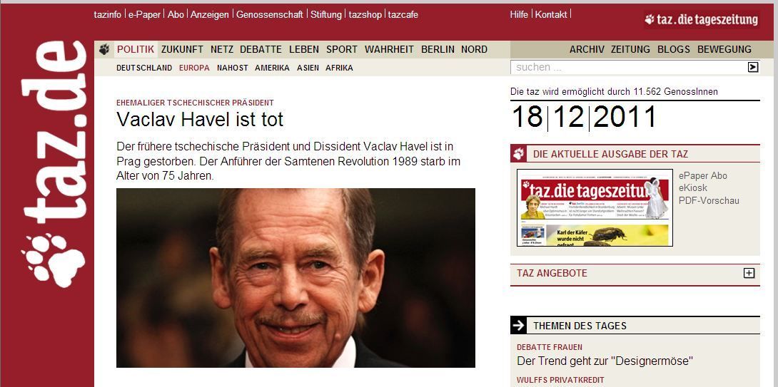 Václav Havel ve světových médiích