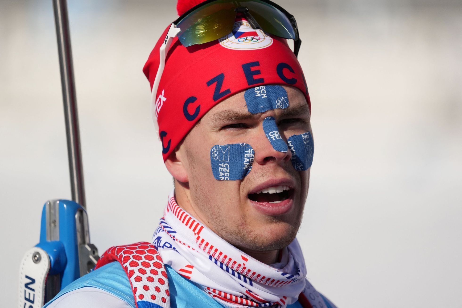 Čeští biatlonisté při tréninku na hrách v Pekingu 2022