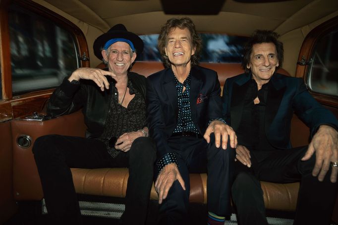 Keith Richards, Mick Jagger a Ronnie Wood.