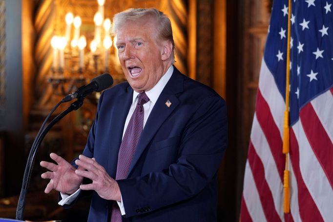 President-elect Donald Trump speaks during a news conference at Mar-a-Lago, Tuesday, Jan. 7, 2024, in Palm Beach, Fla. (AP Photo/Evan Vucci)