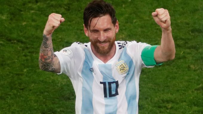 Lionel Messi v zápase s Nigérií na MS 2018