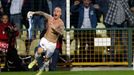 Stoch of Slovakia celebrates his goal against Spain during their Euro 2016 qualification soccer match at the MSK stadium in Zilina