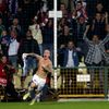 Stoch of Slovakia celebrates his goal against Spain during their Euro 2016 qualification soccer match at the MSK stadium in Zilina