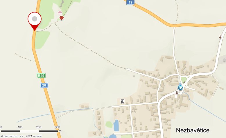 Mapa nehodových míst I/20 Nezbavětice