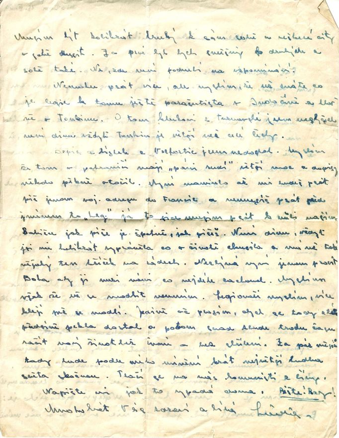 Poslední dopis Ladislava Charváta do Prahy, březen 1950: „Za pár
měsíců tady bude podle mého mínění hrát největší hudba světa skočnou. Tlačí se na nás komunisti z Číny.“