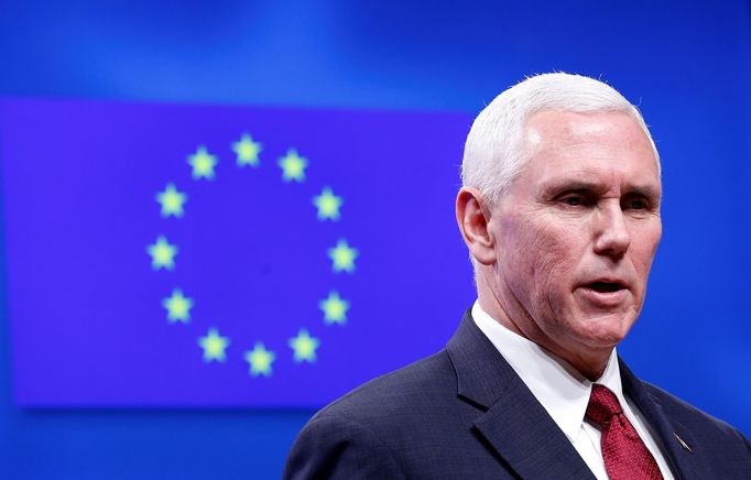 Americký viceprezident Mike Pence na návštěvě v Bruselu.