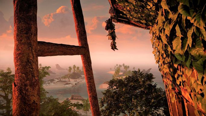 Snímek z DLC Burning Shores ze hry Horizon: Forbidden West.