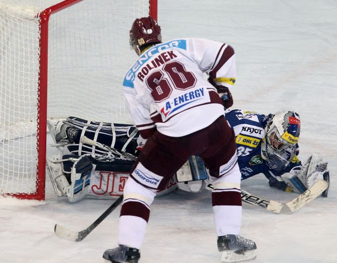 Sparta vs. Kometa Brno, sedmé semifinále play off 2014 (Rolinek, Trvaj)