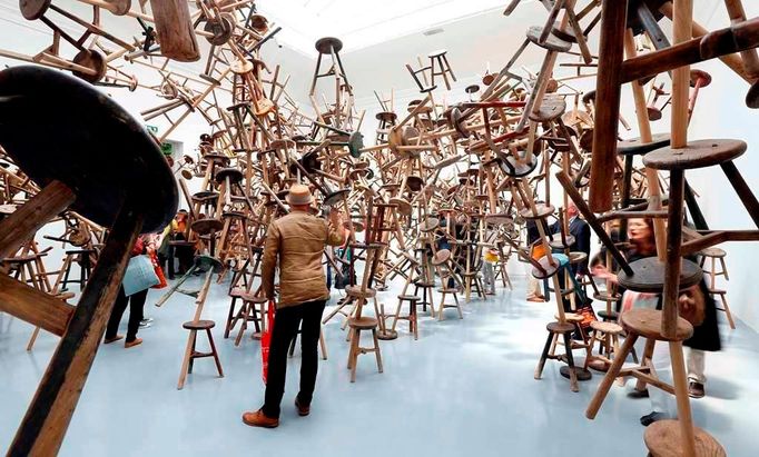 installation called "Bang" by China's artist Ai Weiwei at the German pavilion