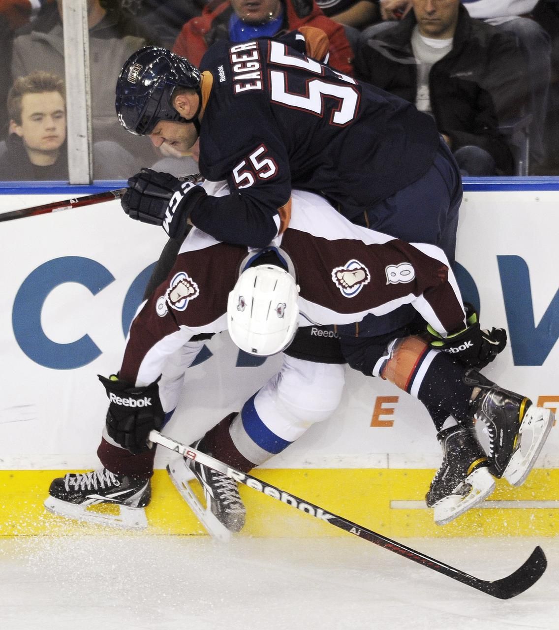 Edmonton - Colorado (Jan Hejda, Ben Eager, hit)