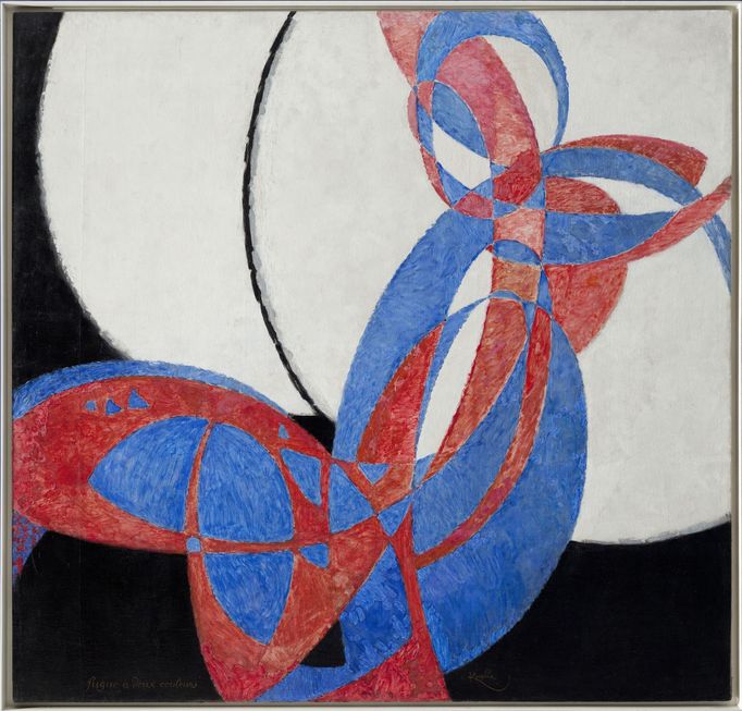 František Kupka: Amorfa. Dvojbarevná fuga, 1912, olej, plátno, 211 x 220 cm, Národní galerie Praha