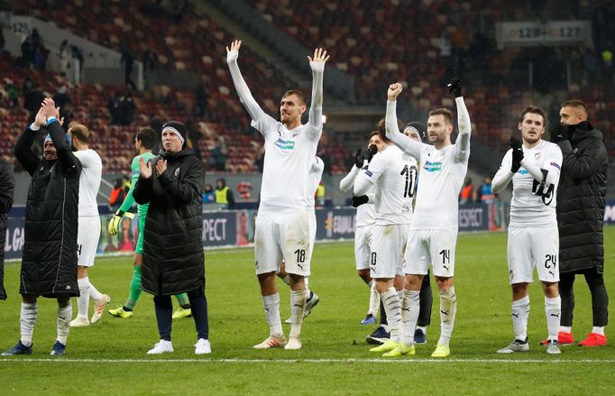 fotbal, Liga mistrů 2018/2019, CSKA Moskva - Viktoria Plzeň, radost fotbalistů Plzně