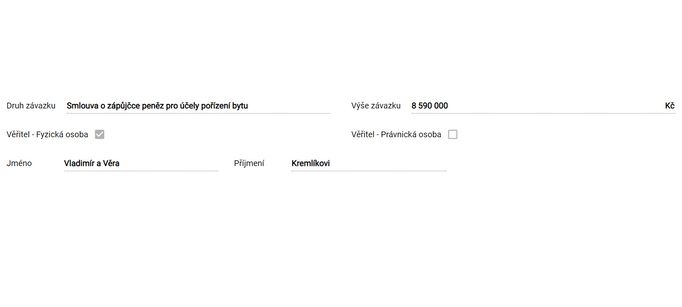 Zápis z Kremlíkova majetkového přiznání v Centrálním registru oznámení.