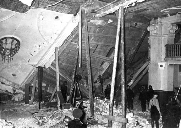 Explozí zdemolovaná hala mnichovské pivnice