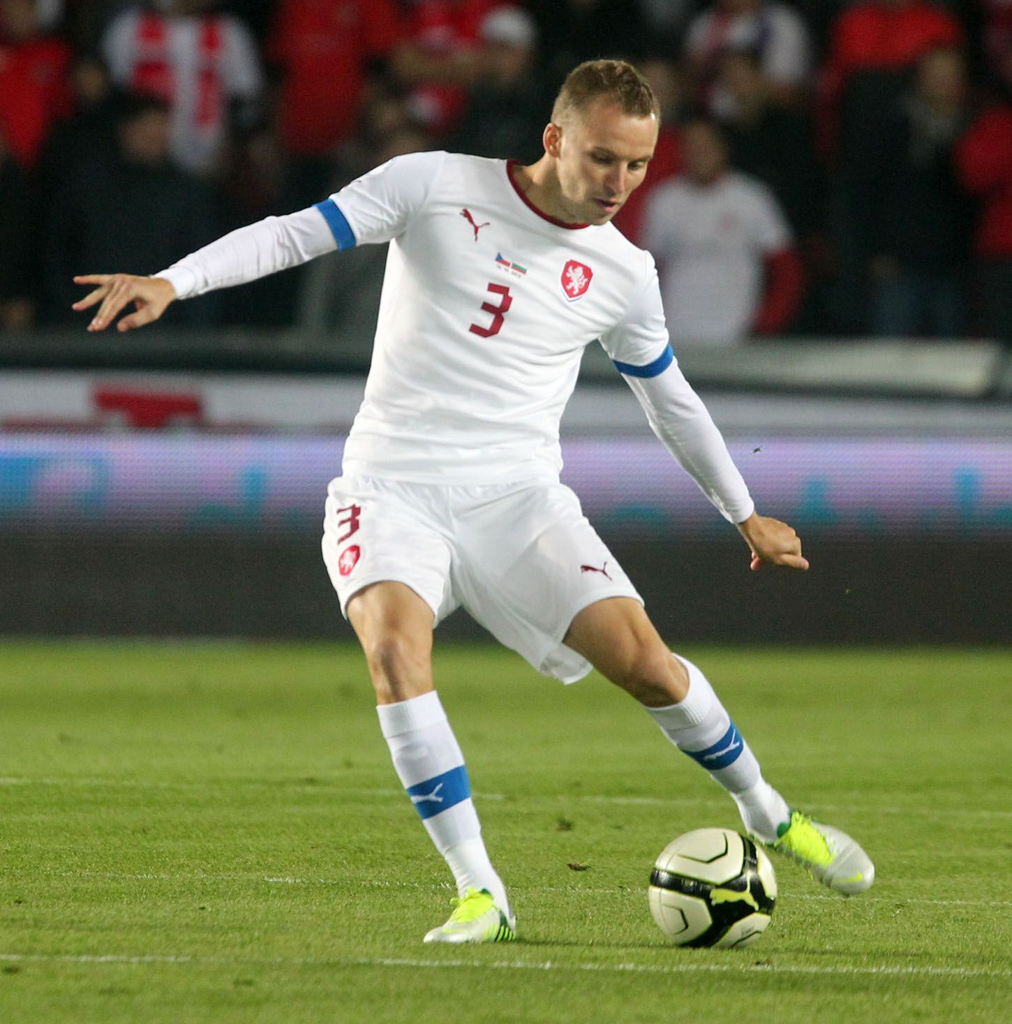 Čeští fotbalisté v utkání kvalifikace MS 2014 proti Bulharsku.