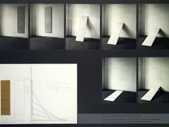 Jan Kotík: Posouvání (Variační systém se sedmi sekvencemi), (1973 - 75), instalace - grafit, dřevo, kresba na zdi, grafit , dřevi, 180 x 50 cm
