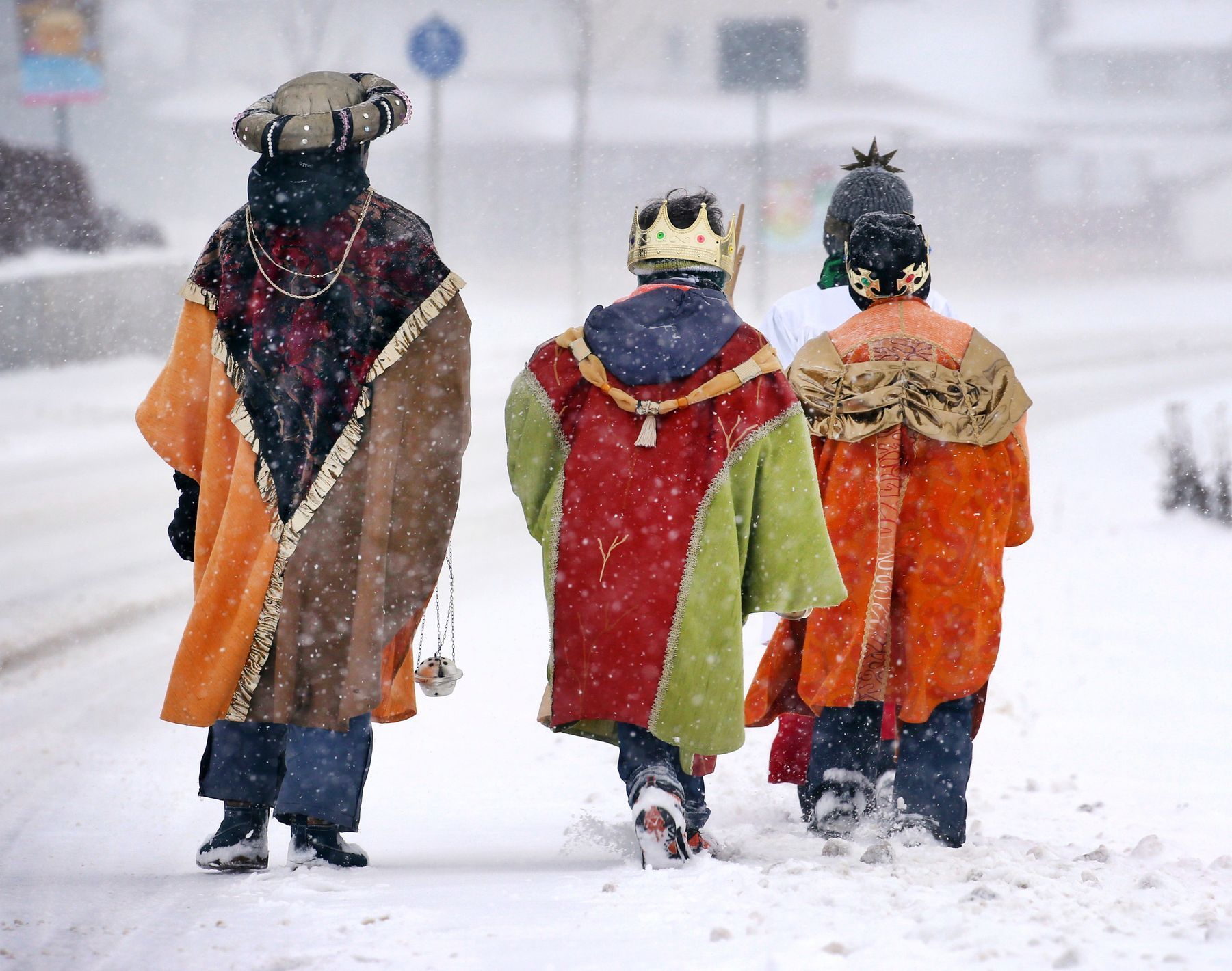 Tři králové, Lengenwang, jih Německa, sníh.