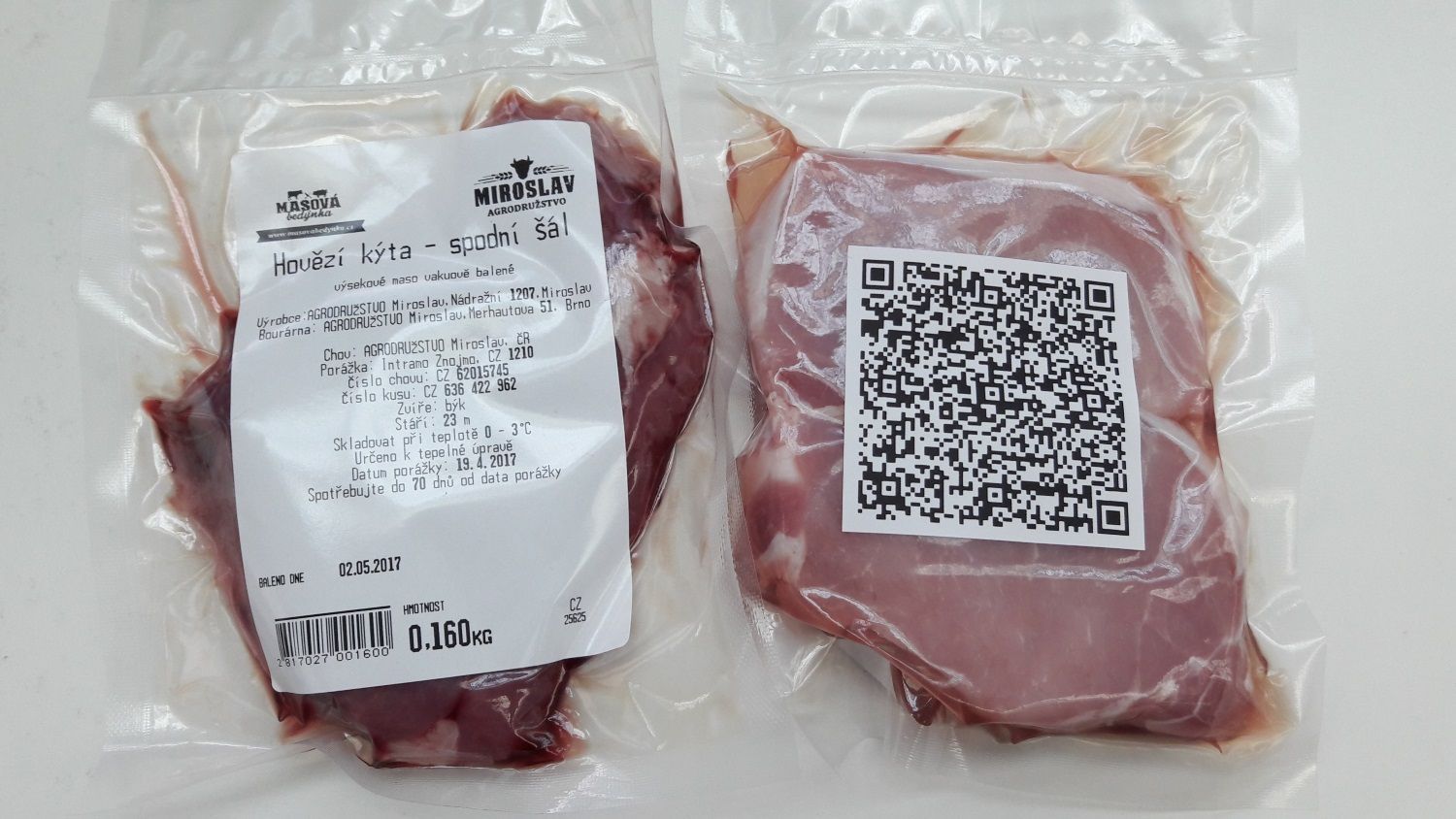 FoodCzech maso s QR kódem