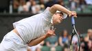 Hubert Hurkacz ve čtvrtfinále Wimbledonu 2021.