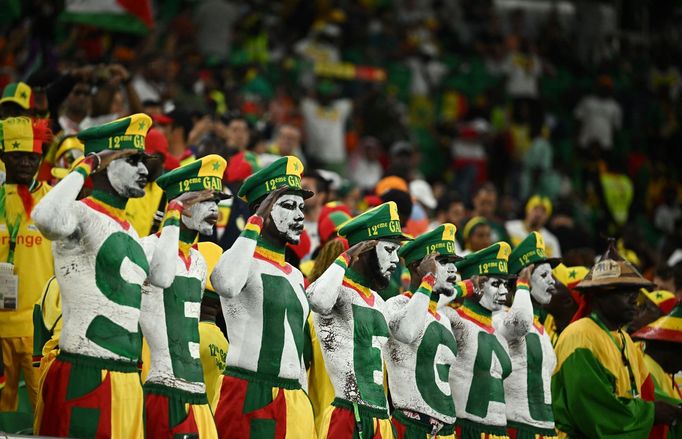 Senegalští fanoušci v zápase MS 2022 Senegal - Nizozemsko