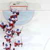 Czech Republic national team players celebrate after defeating France during their Ice Hockey World Championship game in Prague