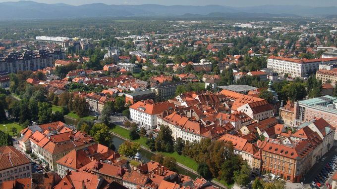 vzdušný pohled na hlavní město Slovinska