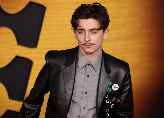 Timothée Chalamet na losangeleské premiéře filmu Bob Dylan: Úplně neznámý.