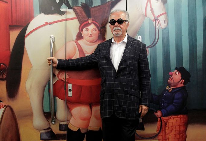 Fernando Botero na výstavě svých děl v Medellínu, 2015.