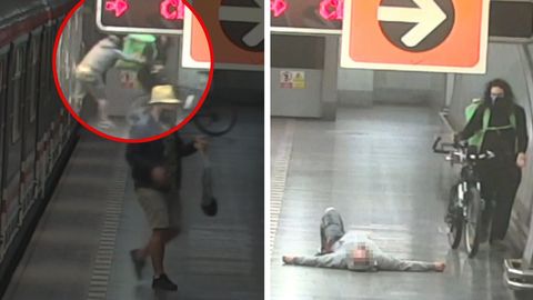 Opilec v metru neúspěšně napadl cyklistu, potom raději utekl a předstíral zranění