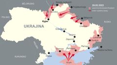 28. února 2022: Mapa bojů na Ukrajině