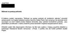 Odpověď Generální inspekce bezpečnostních sborů (GIBS), která potvrzuje vydání těla po soudní pitvě.