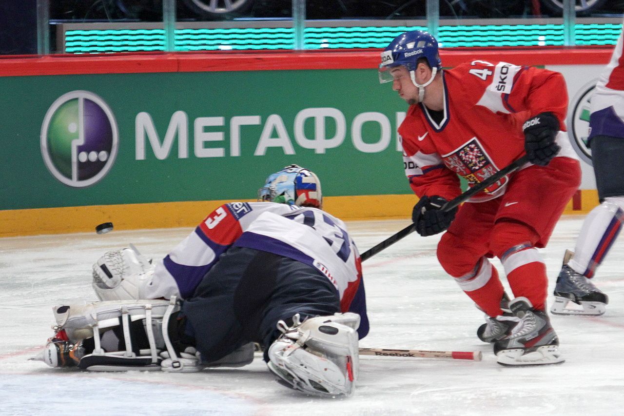 Hokej, MS 2013, Česko - Slovinsko: Jan Kovář - Robert Kristan