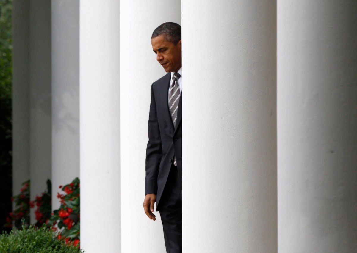 Barack Obama před Bílým domem
