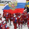Slavící Rusové po finále MS Rusko - Slovensko