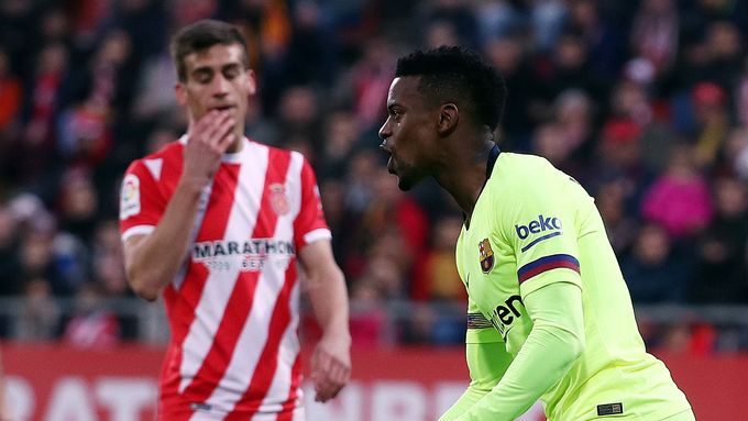 Nelson Semedo slaví gól Barcelony