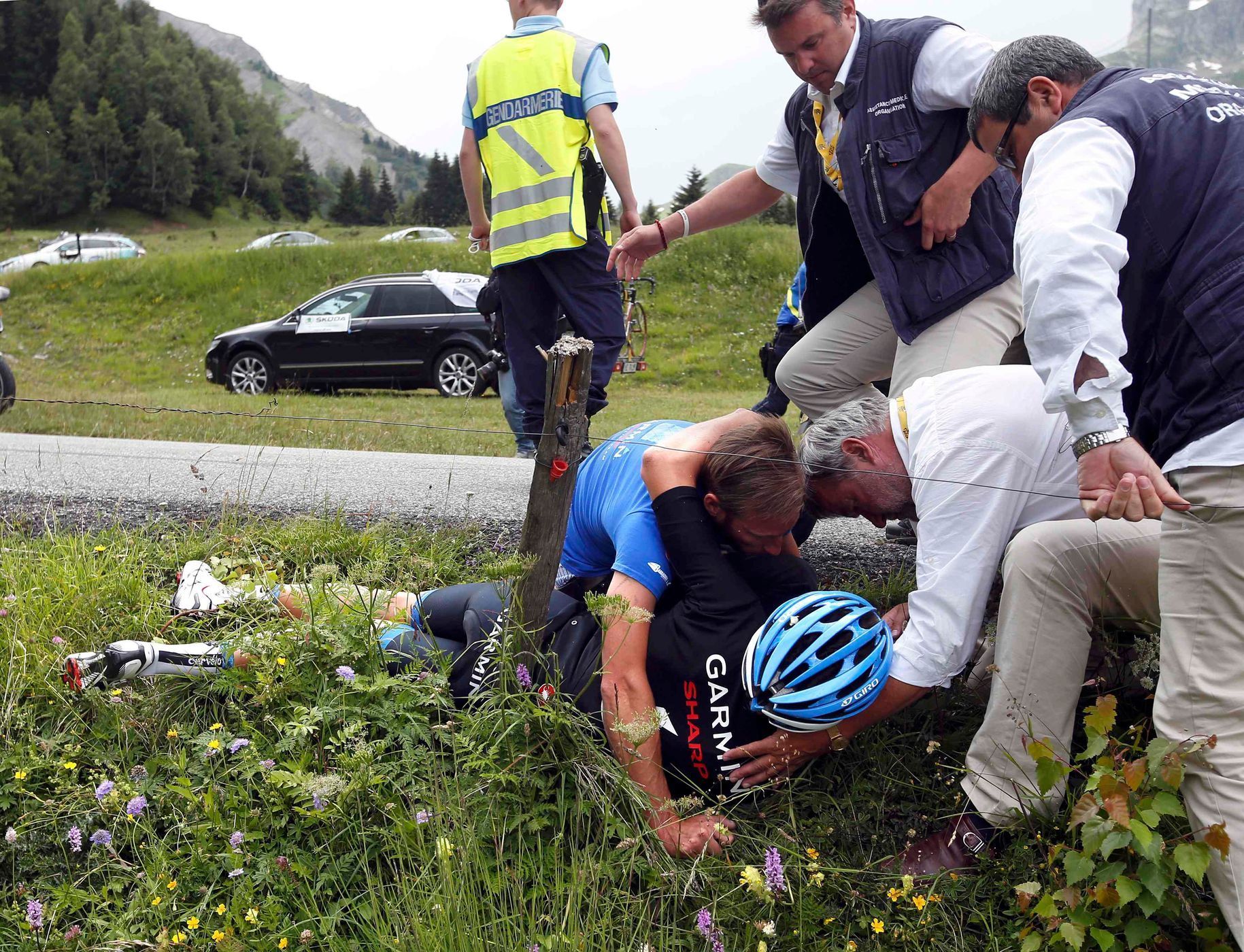 Zraněný Jack Bauer v 19. etapě Tour de France 2013