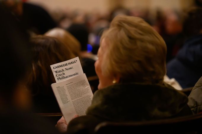 Snímek z úterního vystoupení České filharmonie v newyorské Carnegie Hall.