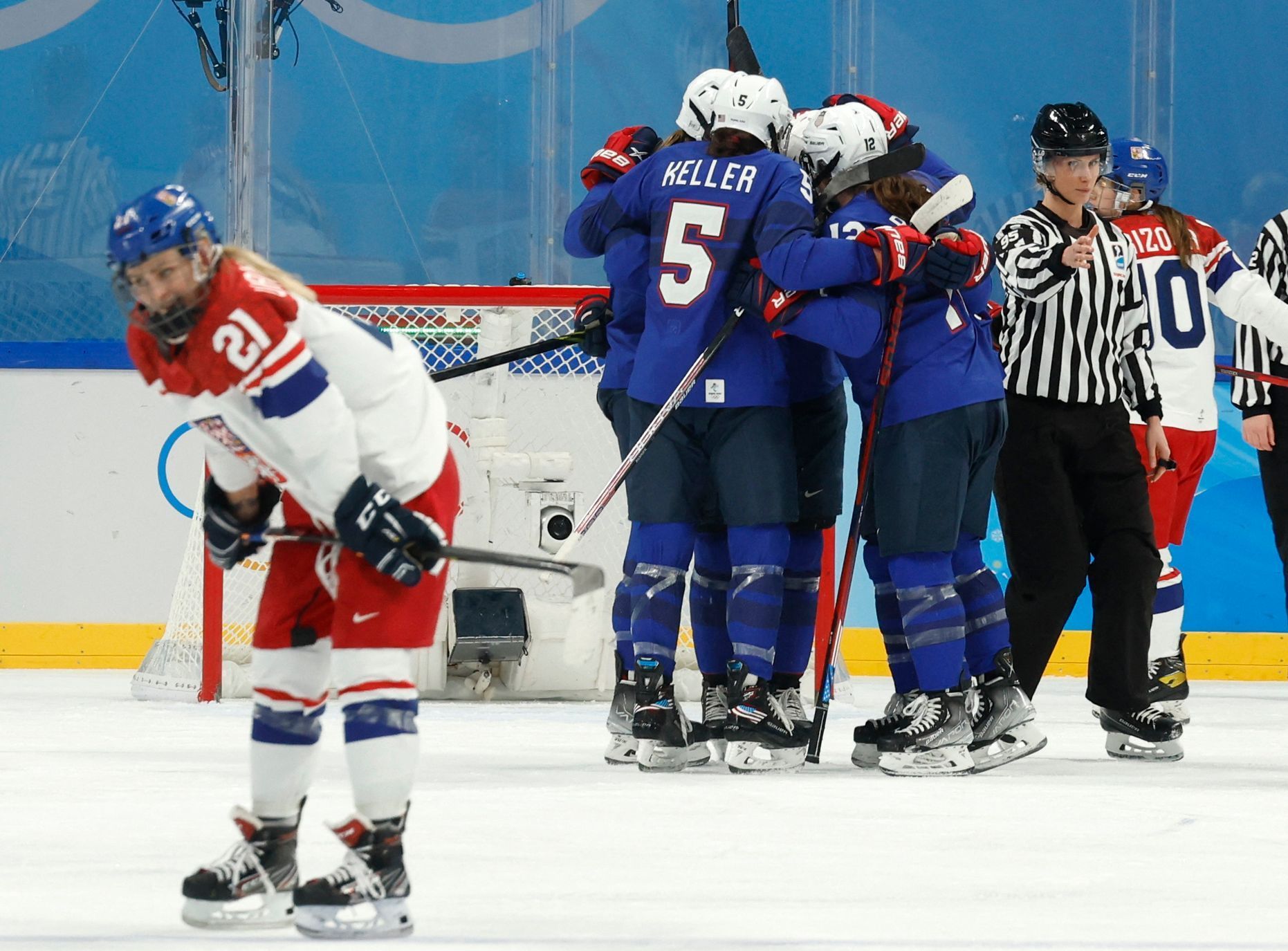 Američanky slaví druhý gól ve čtvrtfinále ZOH 2022 v Pekingu Česko - USA